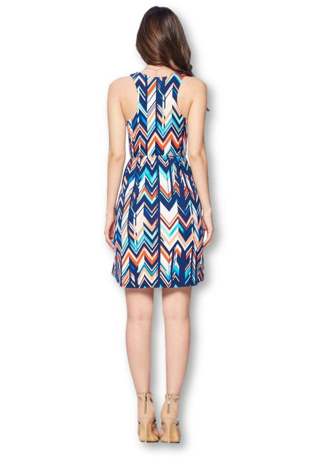 Chevron Spring Tank Dress with Pockets